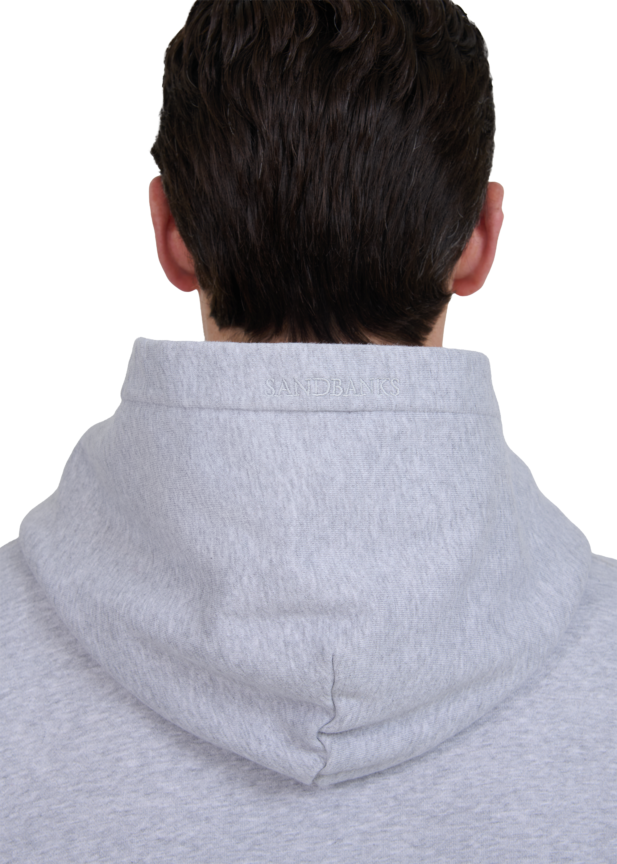 Sandbanks Badge Logo Hoodie - Grey Marl