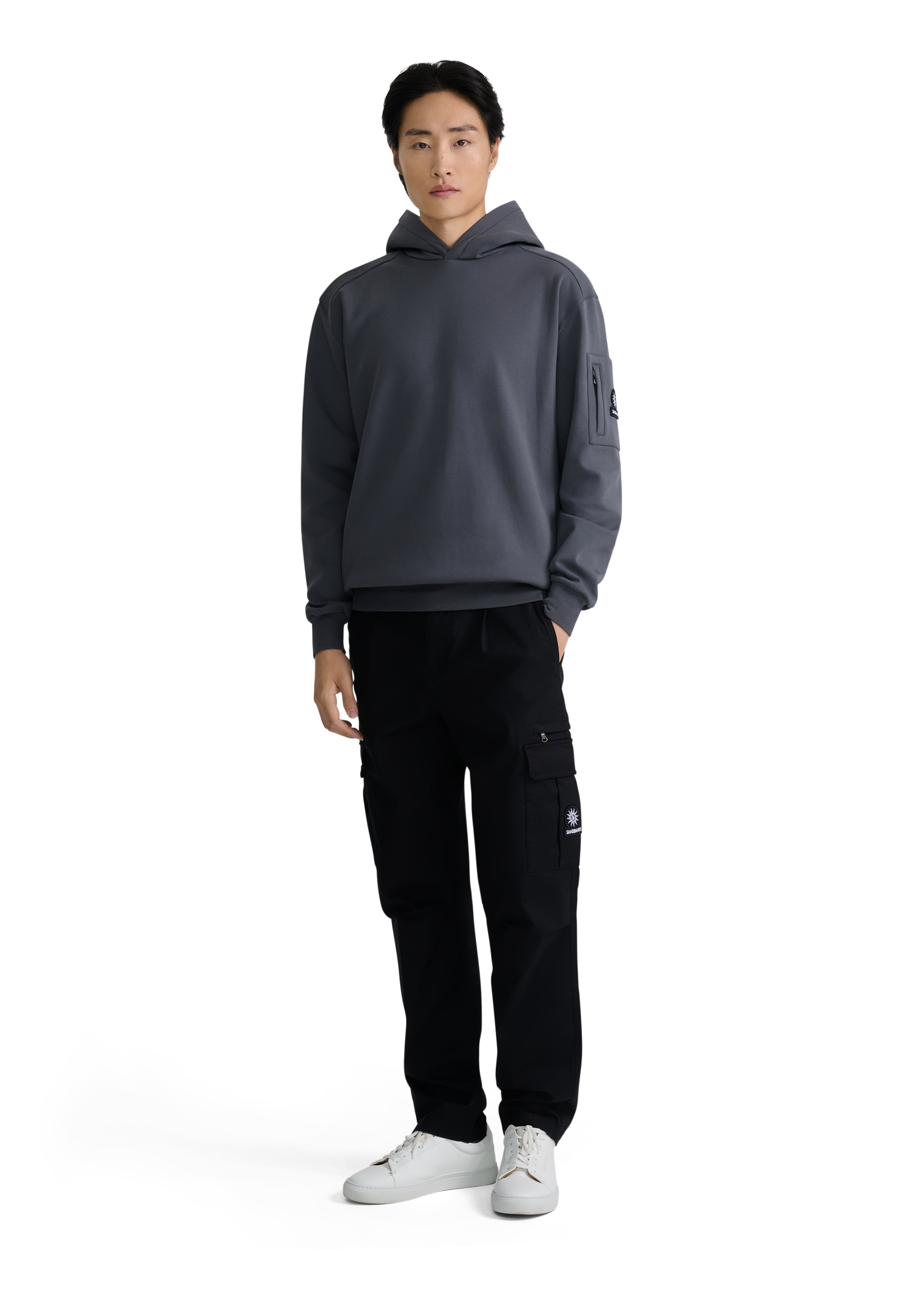 Zip Pocket Interlock Hoodie - Anthracite
