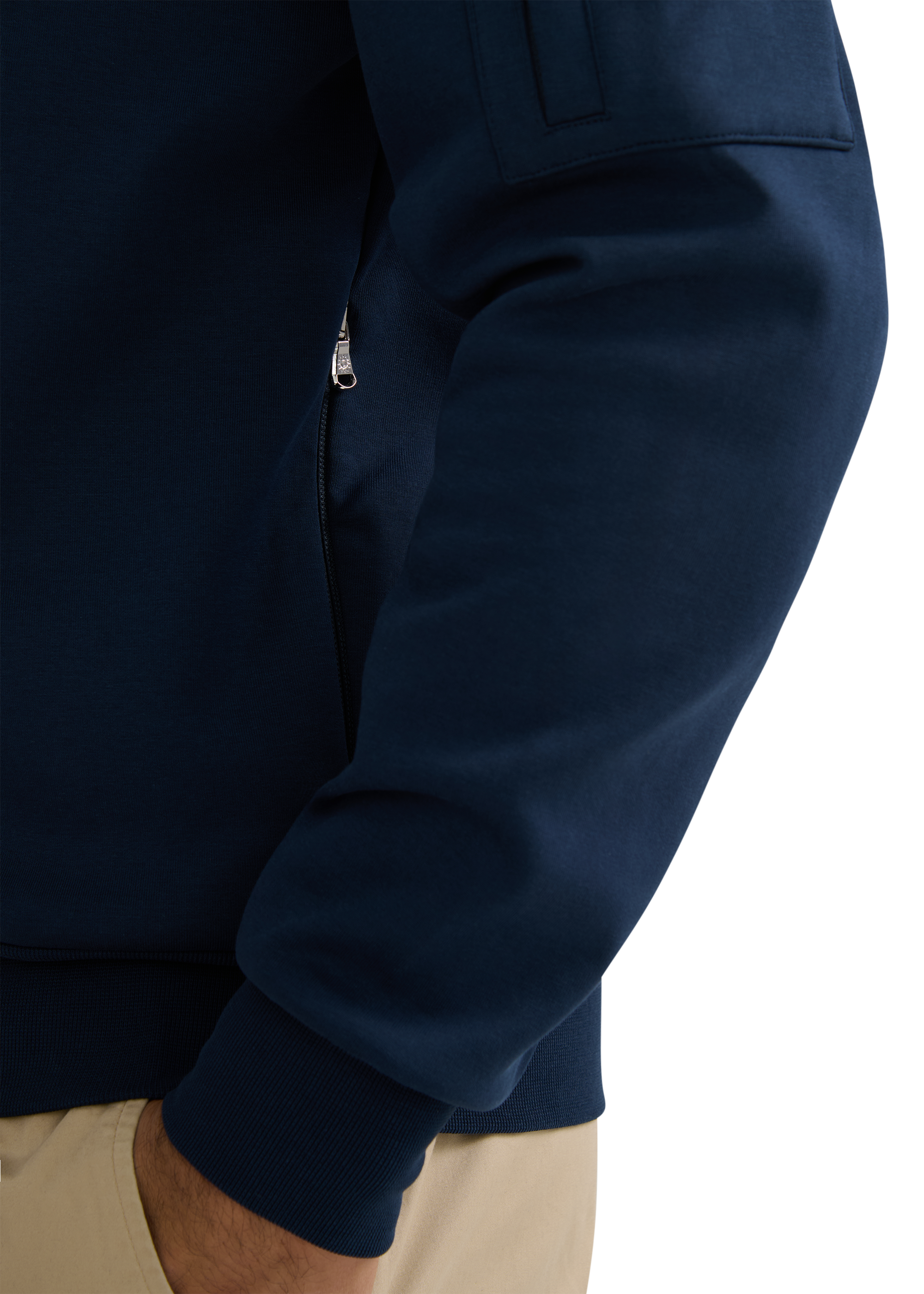 Sandbanks Zip Pocket Interlock Hoodie - Navy