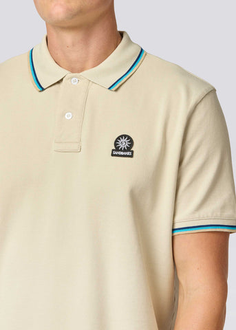 Sandbanks Badge Logo Polo Shirt - Stone