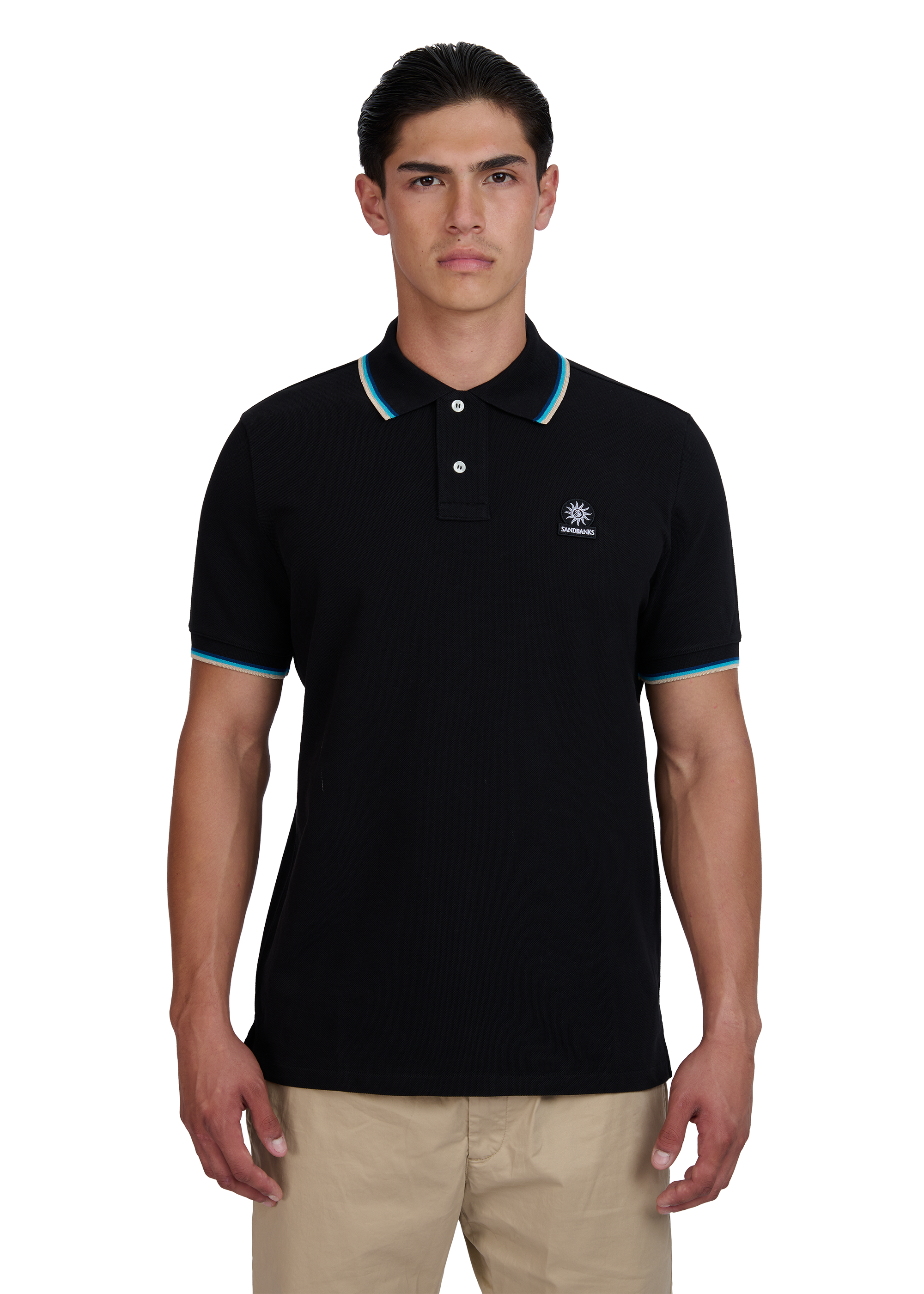 Sandbanks Badge Logo Polo Shirt - Black - Sandbanks
