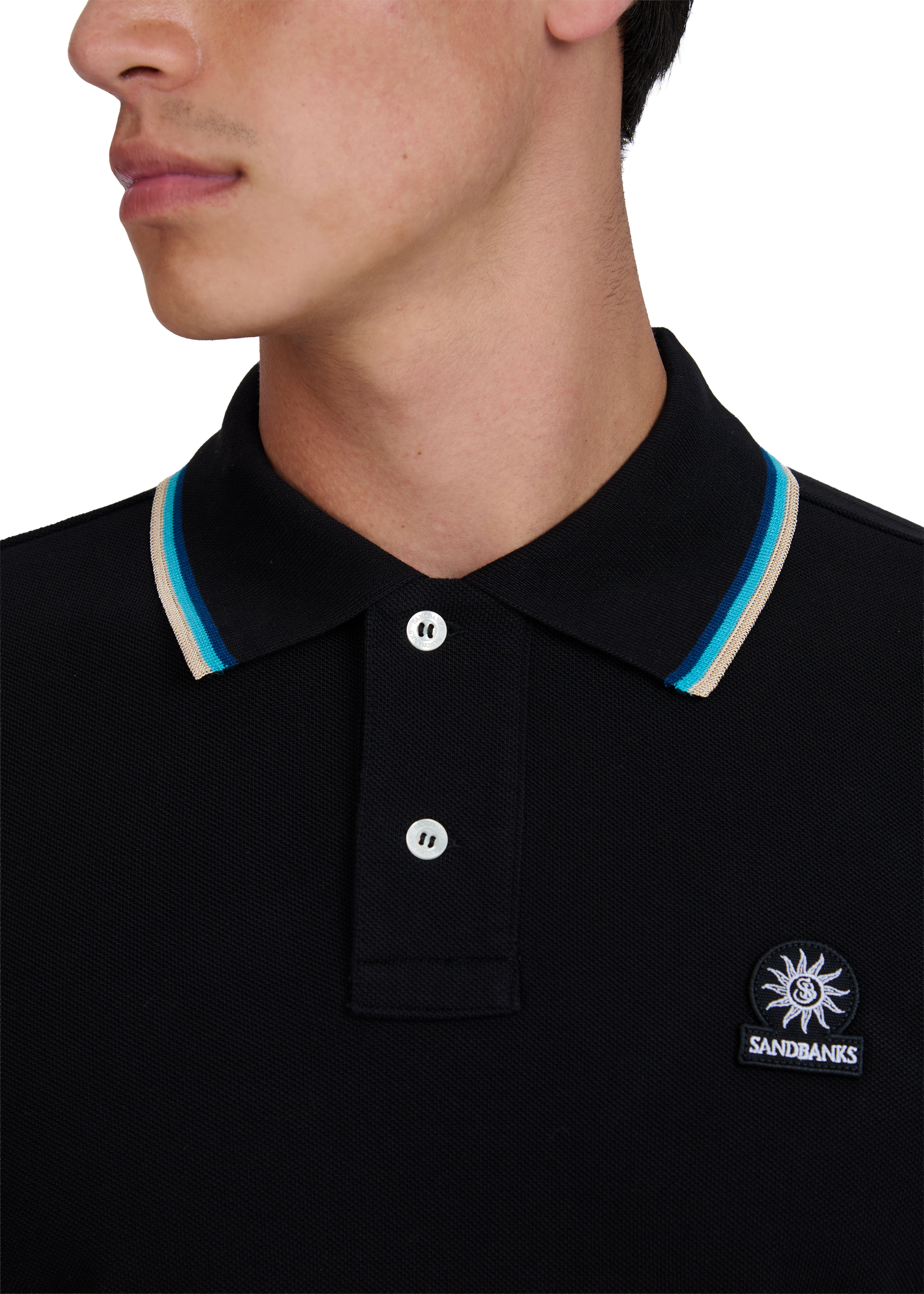 Sandbanks Badge Logo Polo Shirt - Black - Sandbanks