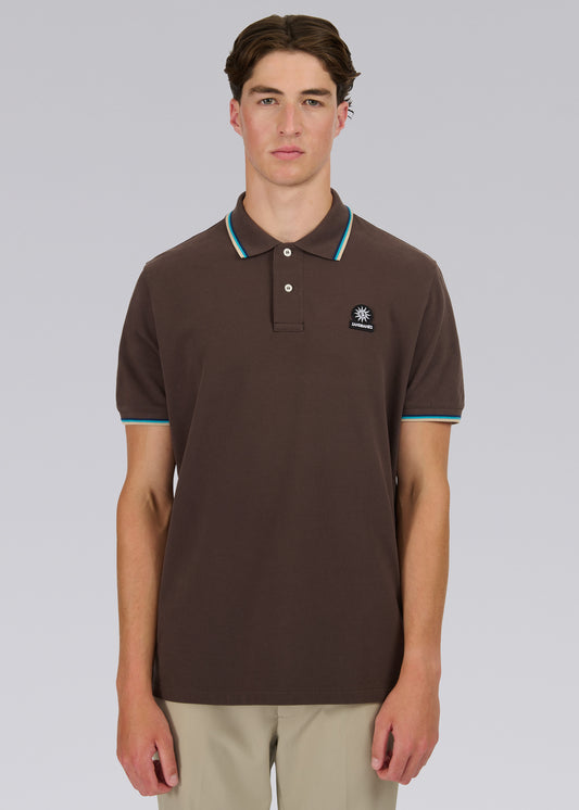 Sandbanks Badge Logo Polo Shirt - Walnut Brown