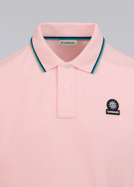 Sandbanks Badge Logo Polo Shirt - Crystal Rose
