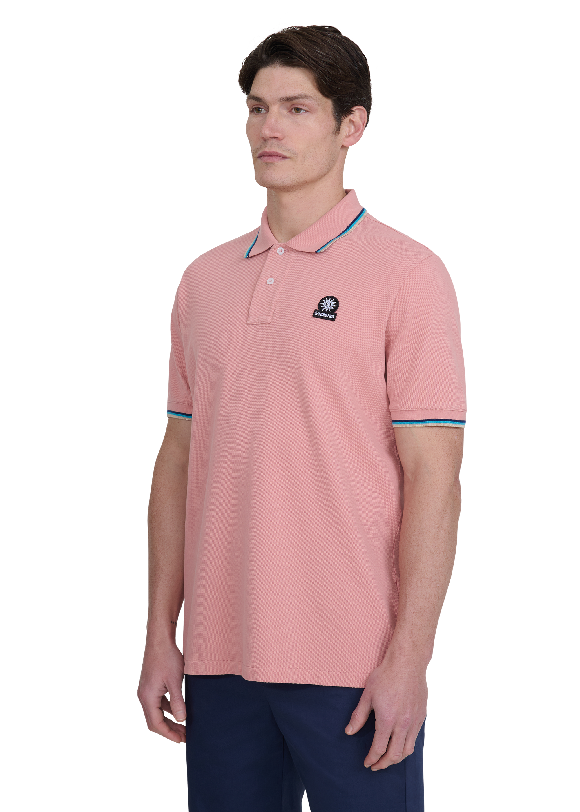 Sandbanks Badge Logo Polo Shirt - Dusty Pink