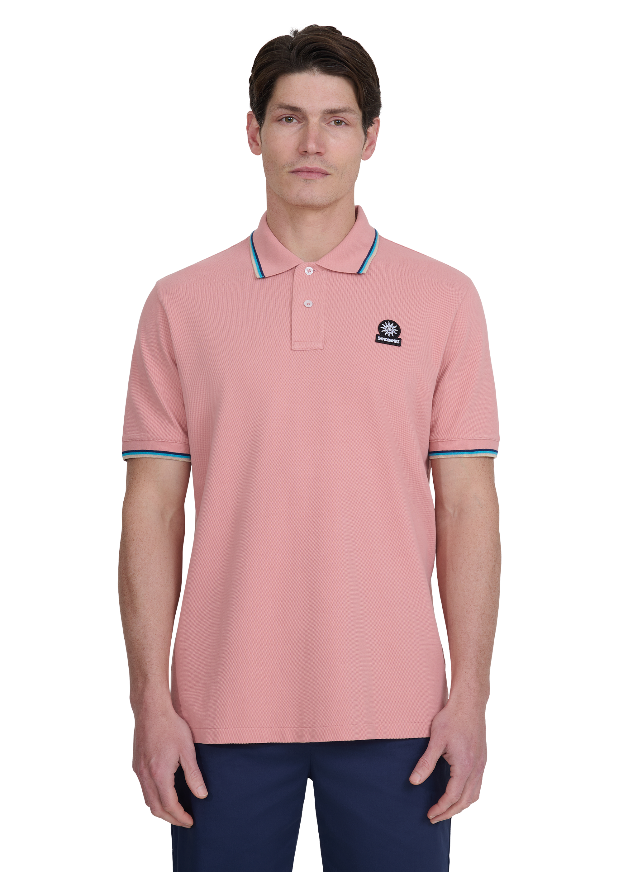 Sandbanks Badge Logo Polo Shirt - Dusty Pink