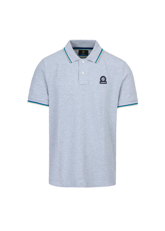 Sandbanks Badge Logo Polo Shirt - Grey Marl
