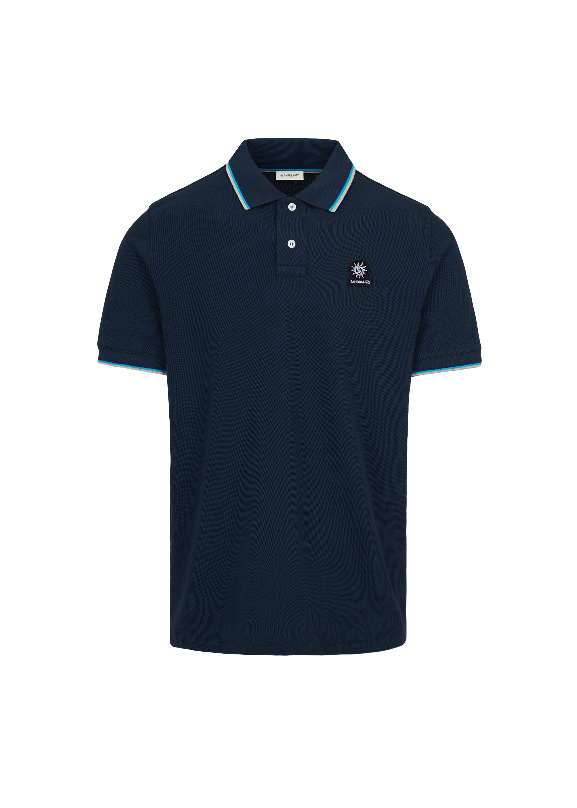Sandbanks Badge Logo Zip Polo Shirt - Navy