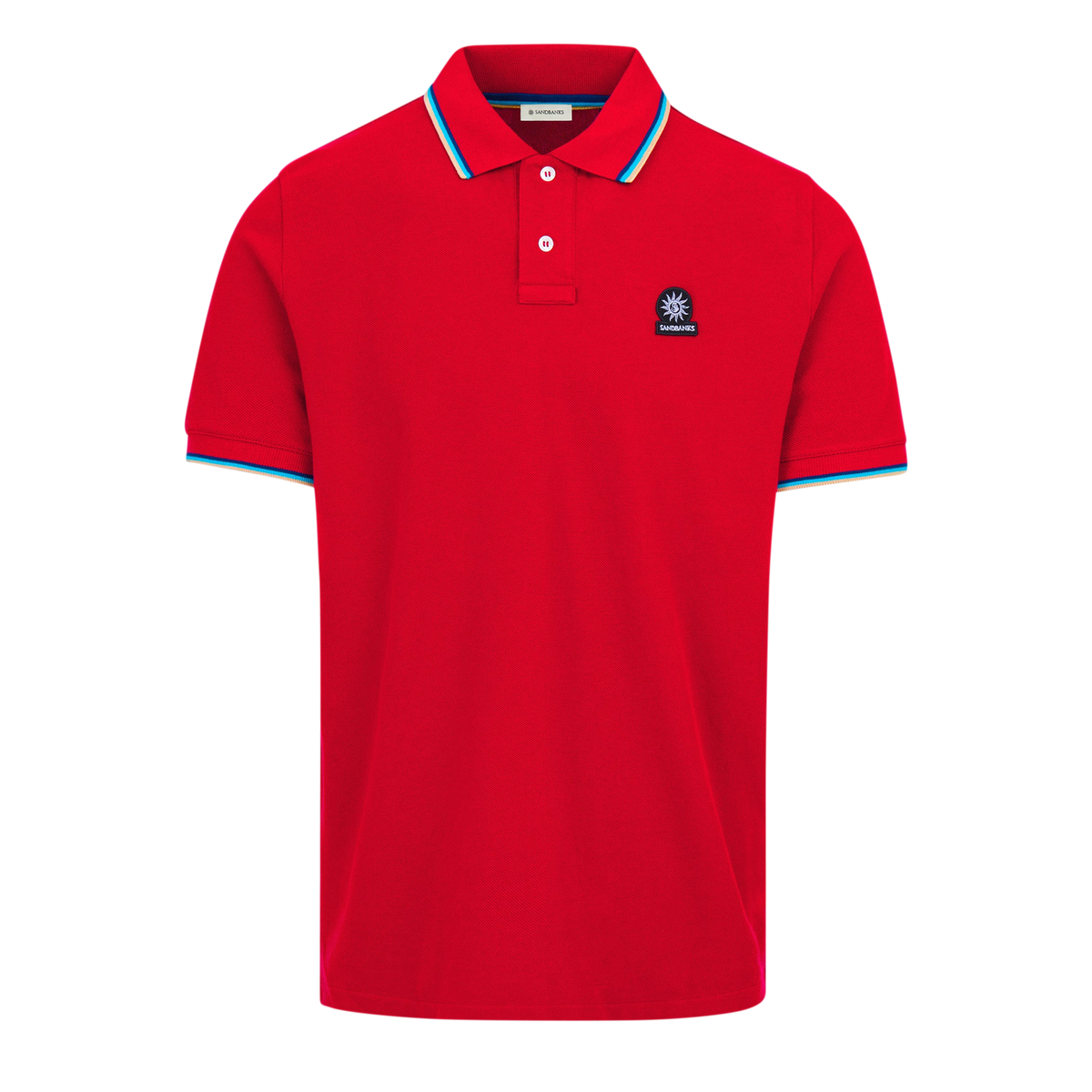 Red 4878 Sandbanks Badge Logo Polo Shirt - Red