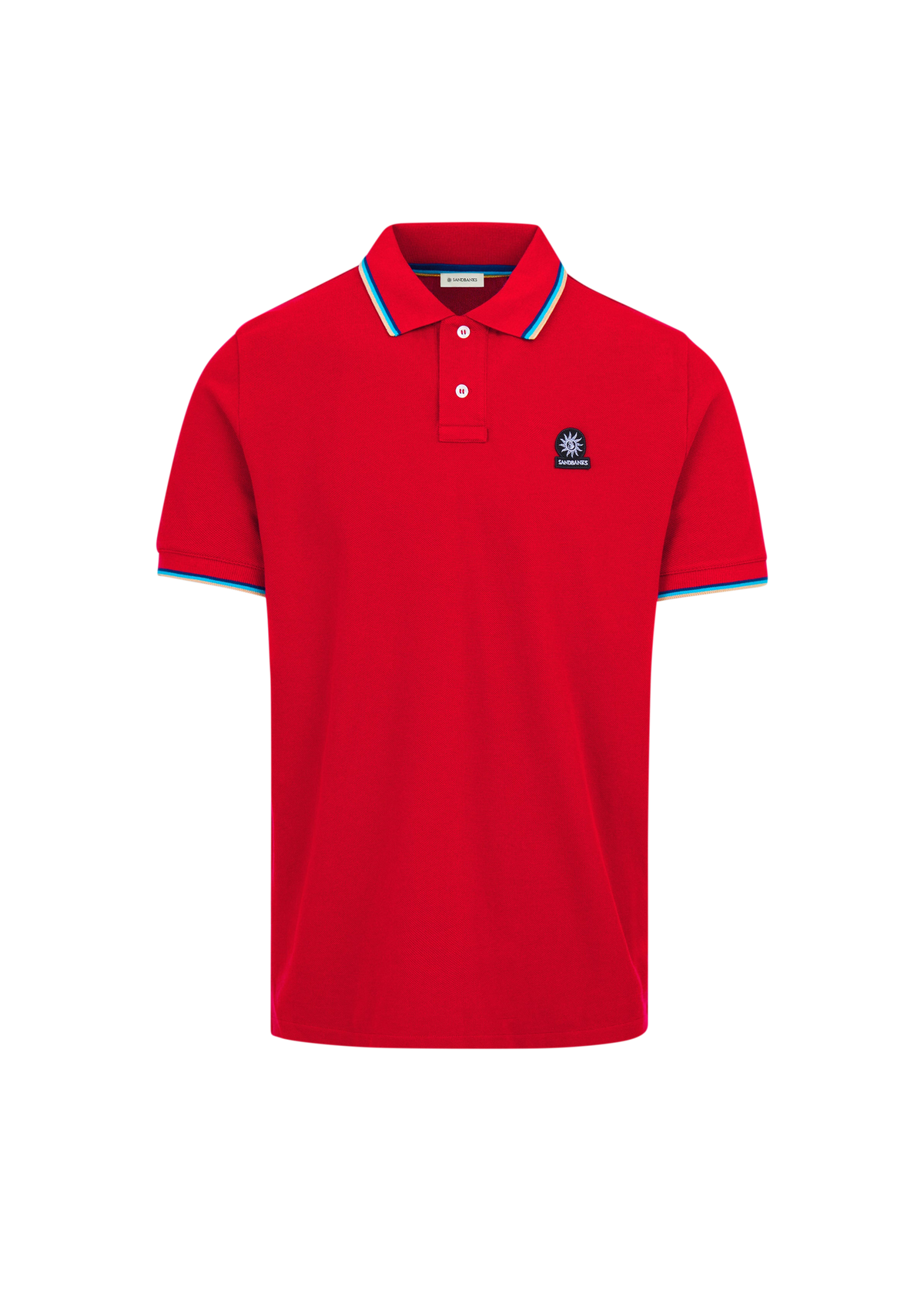 Red 4878 Sandbanks Badge Logo Polo Shirt - Red