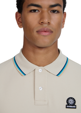 Sandbanks Badge Logo Polo Shirt - Stone