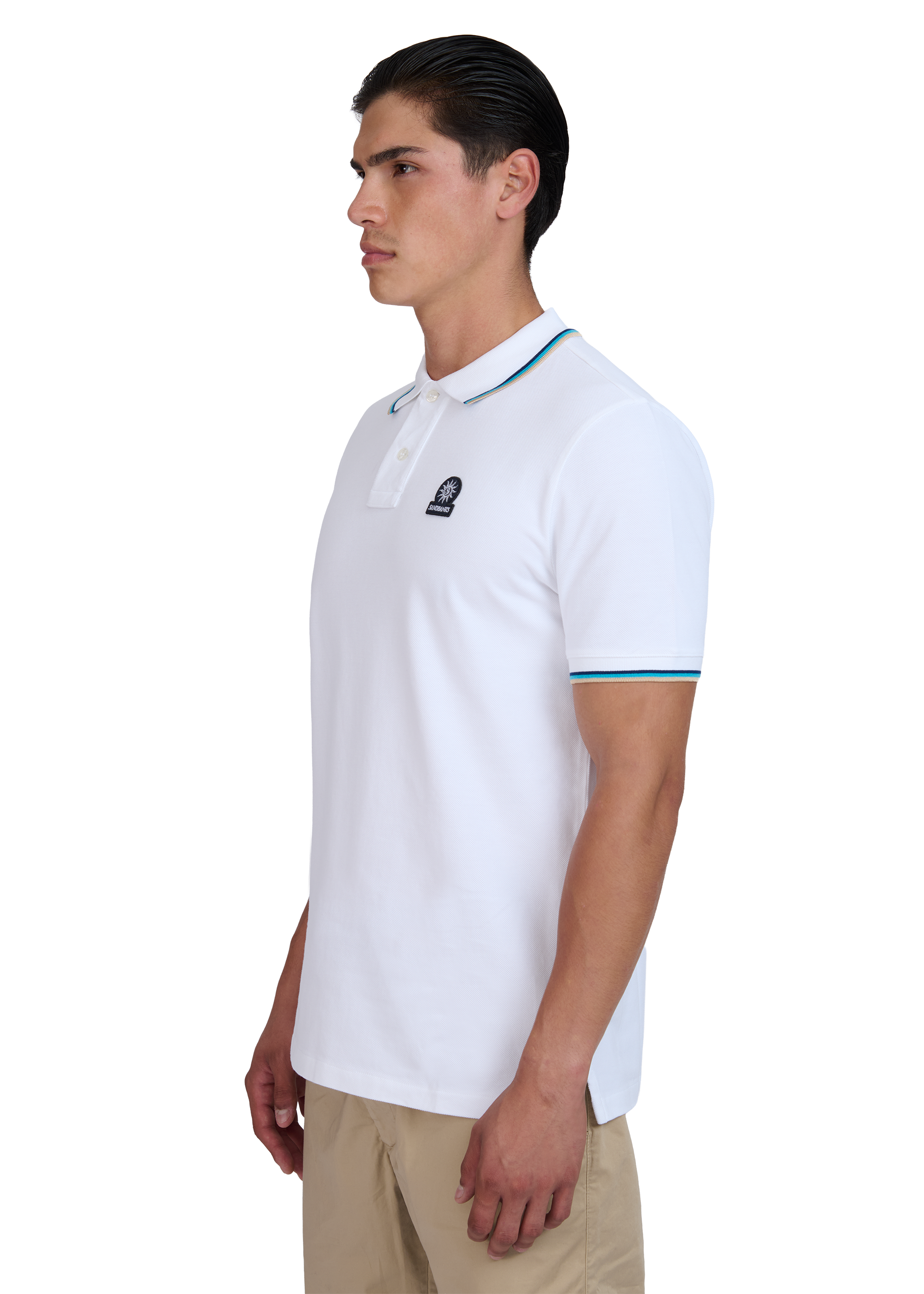 Sandbanks Badge Logo Polo Shirt - White - Sandbanks