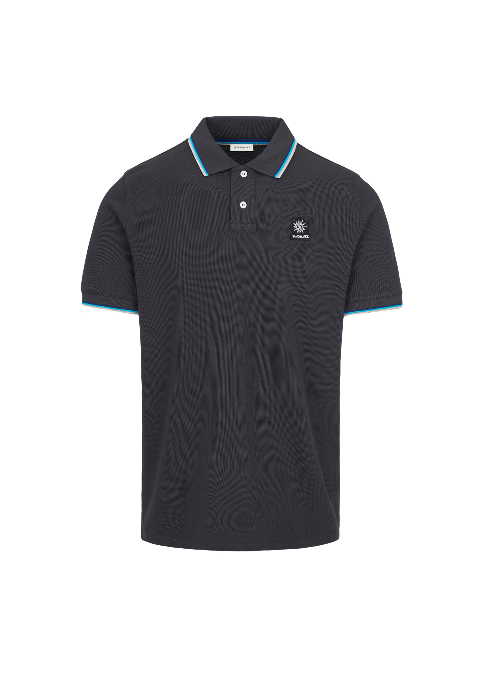 Sandbanks Badge Logo Pique Polo Shirt - Anthracite