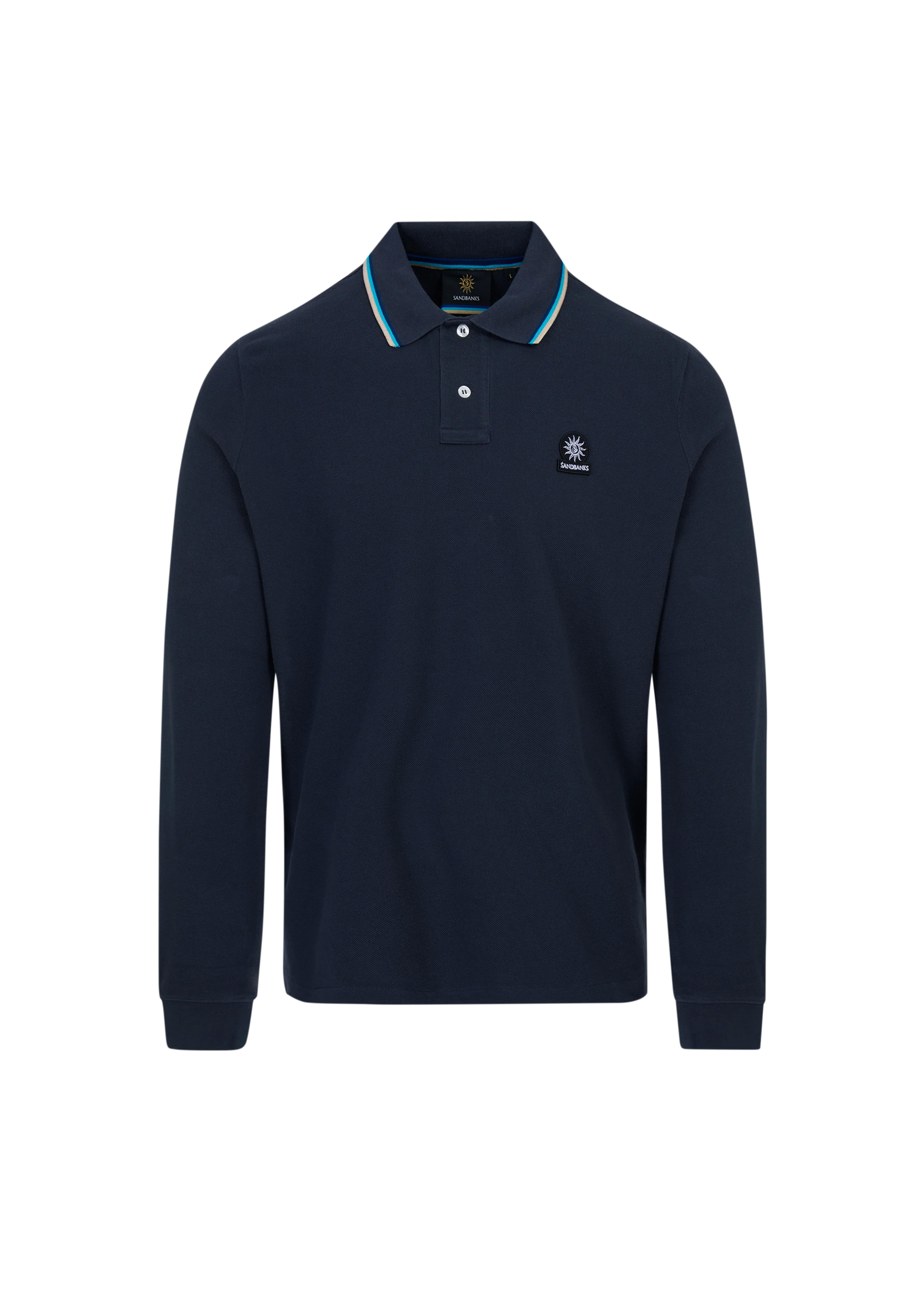 Sandbanks Badge Logo Long Sleeve Polo Shirt - Anthracite