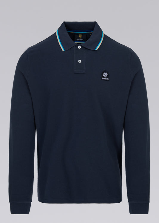 Sandbanks Badge Logo Long Sleeve Polo Shirt - Anthracite