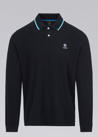 Sandbanks Badge Logo Long Sleeve Polo Shirt - Black