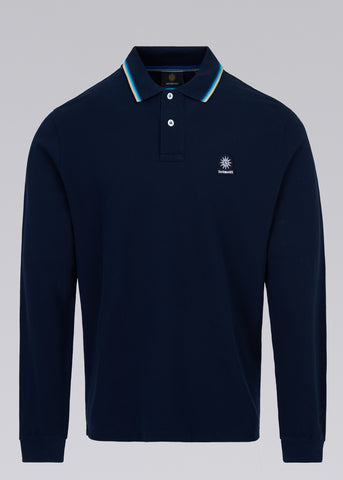 Sandbanks Badge Logo Long Sleeve Polo Shirt - Navy