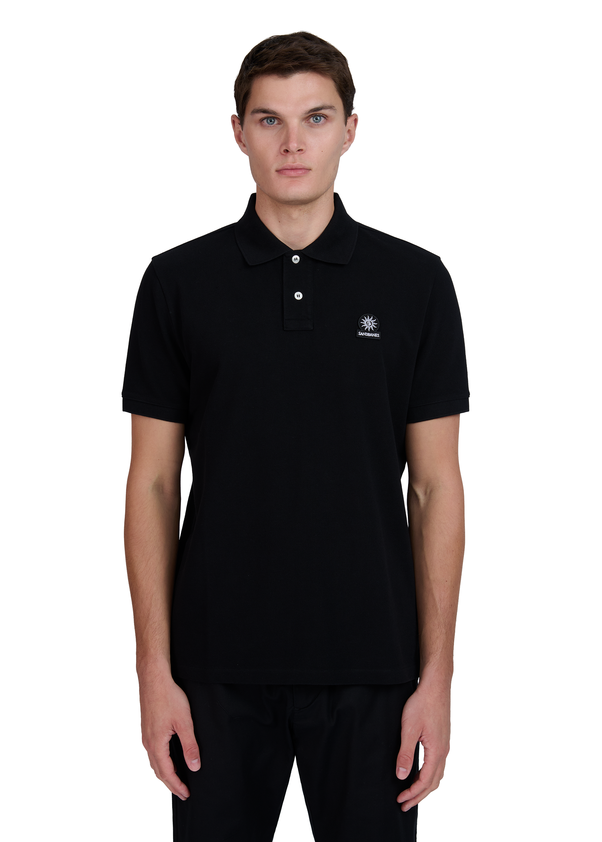Sandbanks Badge Logo Pique Polo Shirt - Black - Sandbanks
