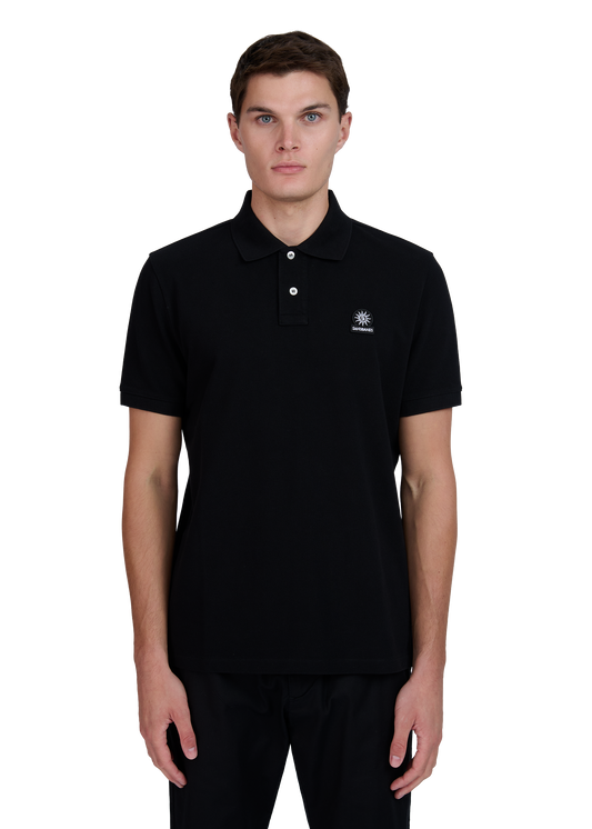 Sandbanks Badge Logo Pique Polo Shirt - Black