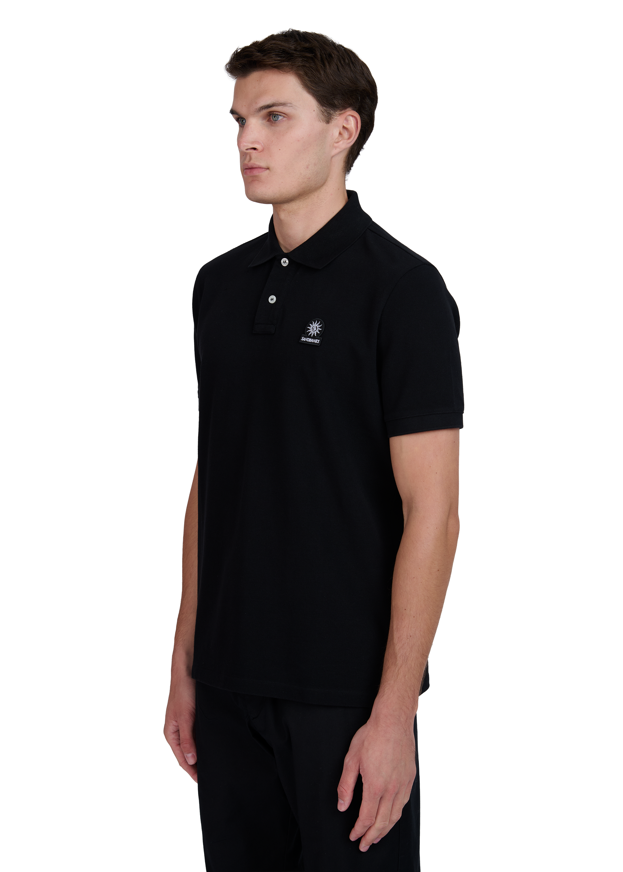 Sandbanks Badge Logo Pique Polo Shirt - Black - Sandbanks