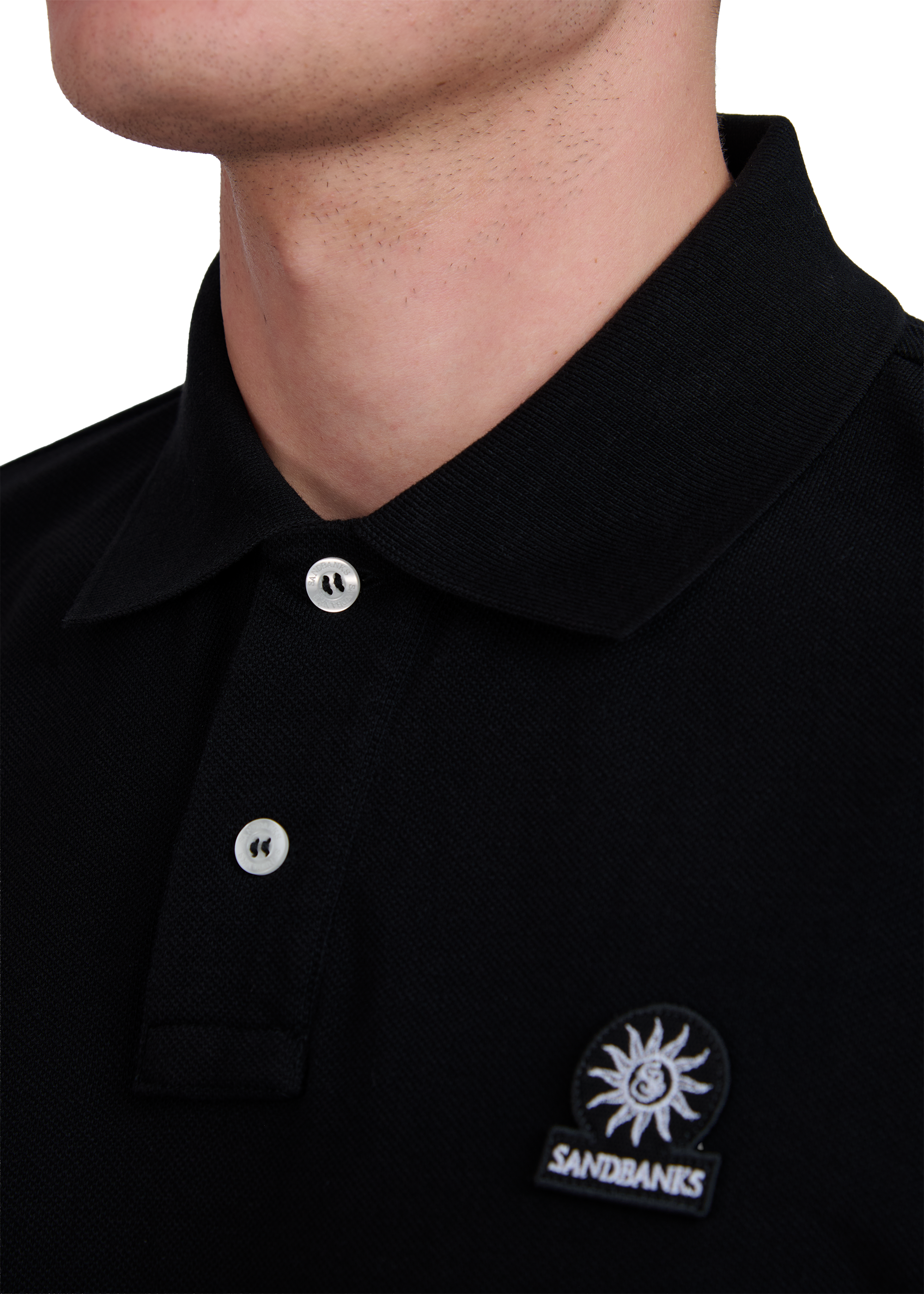 Sandbanks Badge Logo Pique Polo Shirt - Black - Sandbanks