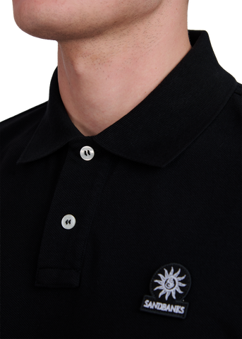 Sandbanks Badge Logo Pique Polo Shirt - Black - Sandbanks