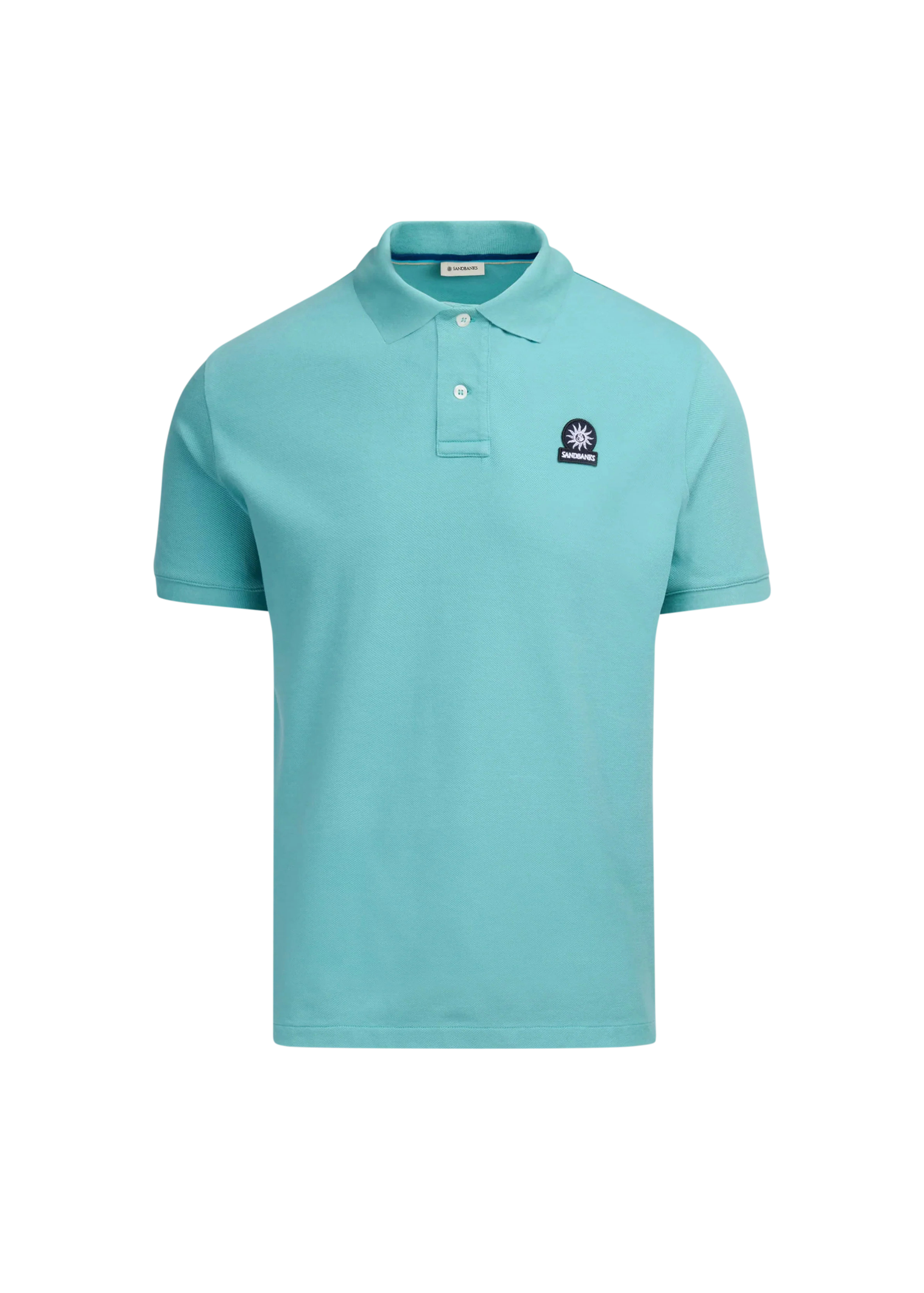 Sandbanks Badge Logo Pique Polo Shirt - Turquoise