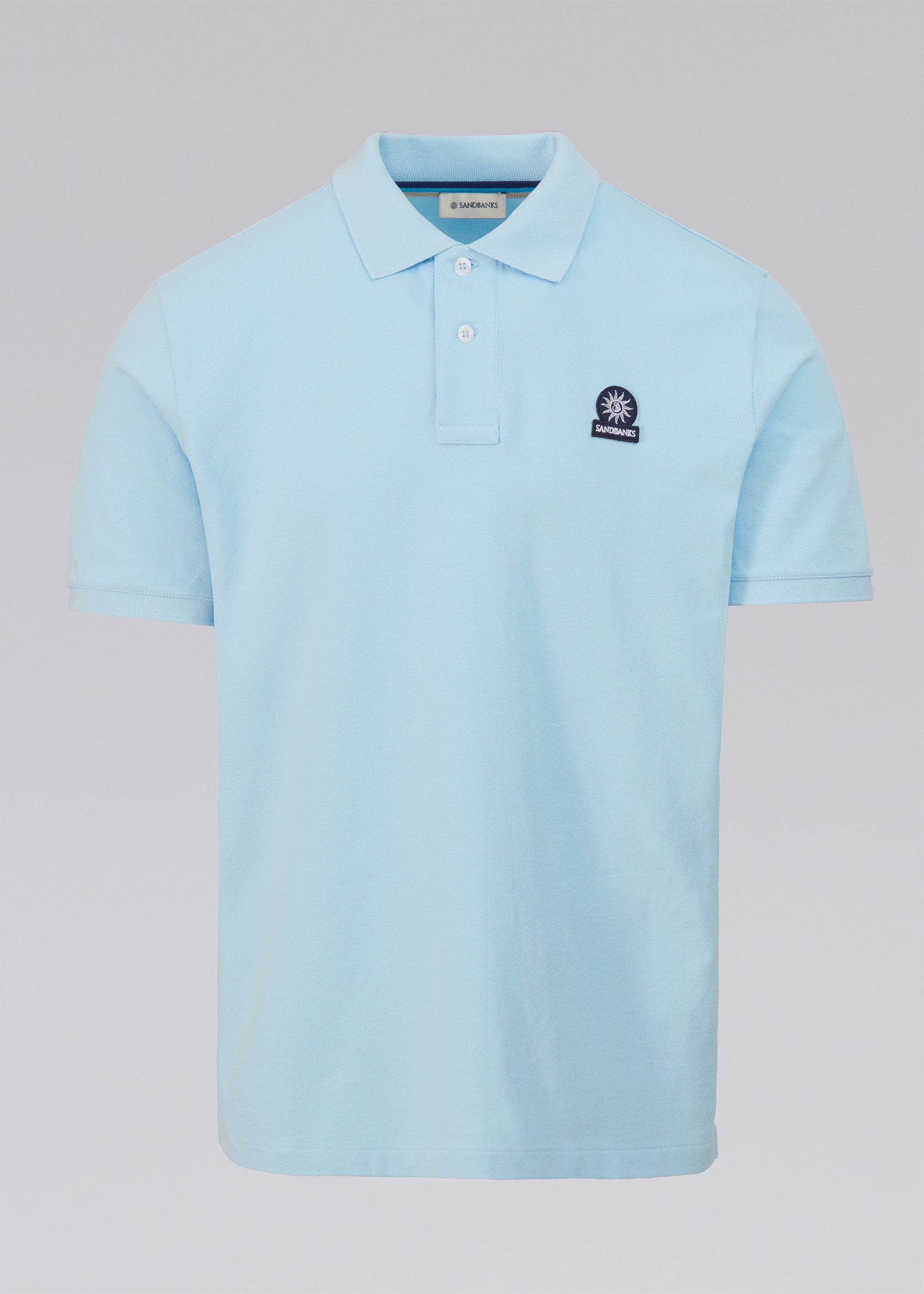 Sandbanks Badge Logo Pique Polo Shirt - Crystal Blue - Sandbanks