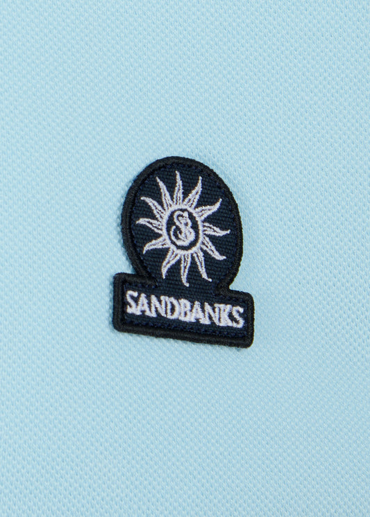 Sandbanks Badge Logo Pique Polo Shirt - Crystal Blue