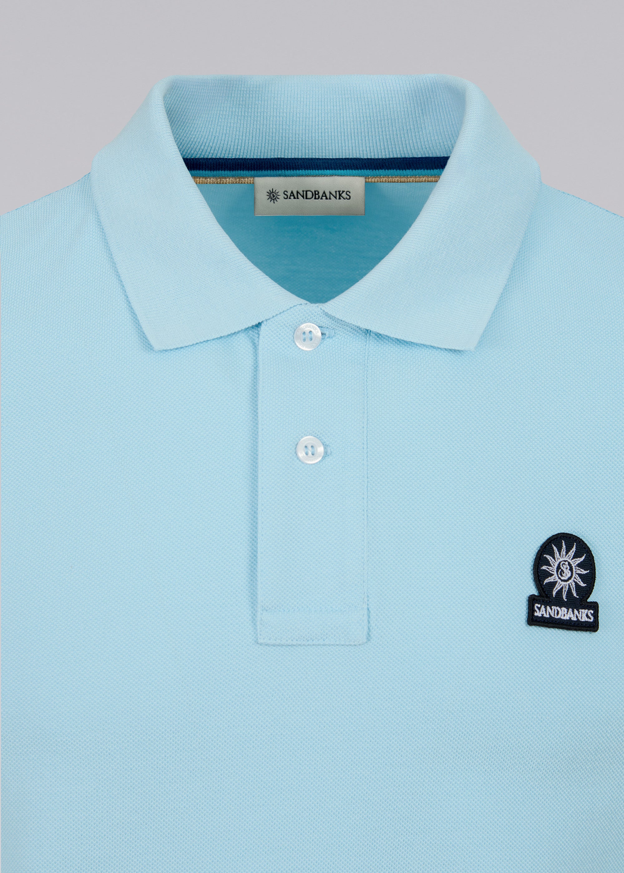 Sandbanks Badge Logo Pique Polo Shirt - Crystal Blue - Sandbanks