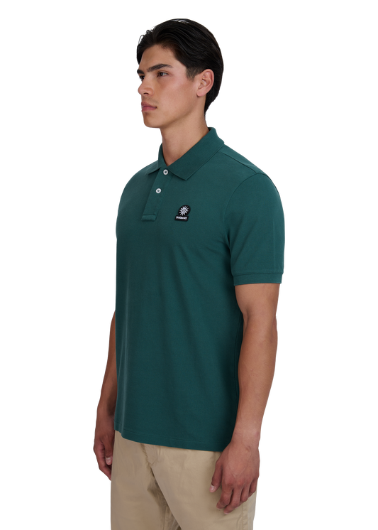 Sandbanks Badge Logo Pique Polo Shirt - Emerald Green