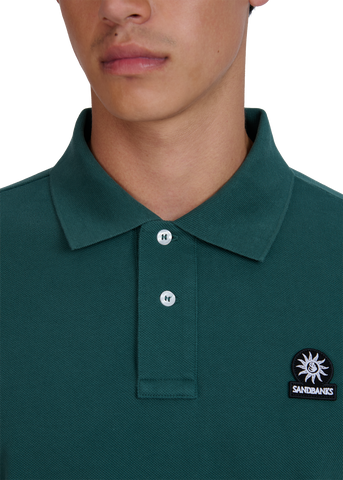 Sandbanks Badge Logo Pique Polo Shirt - Emerald Green