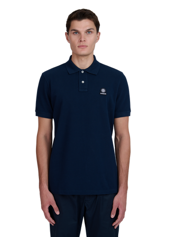 Sandbanks Badge Logo Pique Polo Shirt- Navy - Sandbanks