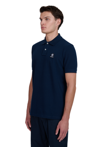 Sandbanks Badge Logo Pique Polo Shirt- Navy - Sandbanks