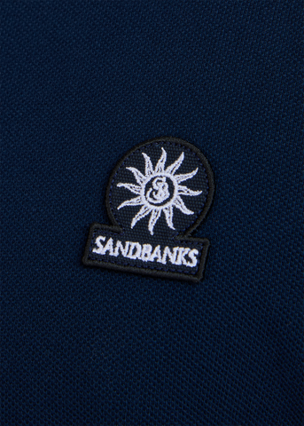 Sandbanks Badge Logo Pique Polo Shirt- Navy - Sandbanks