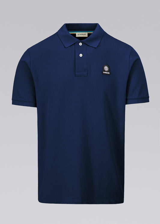 Sandbanks Badge Logo Pique Polo Shirt- Navy