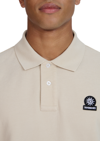 Sandbanks Badge Logo Pique Polo Shirt - Stone