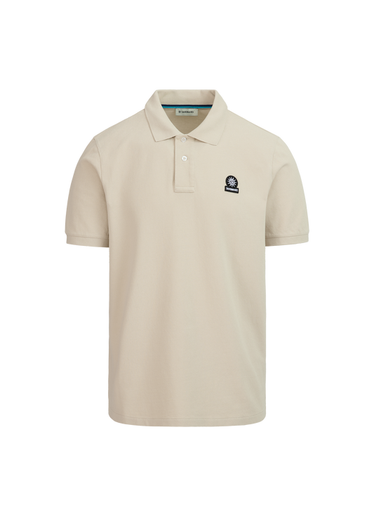 Sandbanks Badge Logo Pique Polo Shirt - Stone