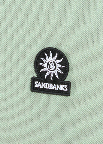 Sandbanks Badge Logo Pique Polo Shirt - Sage