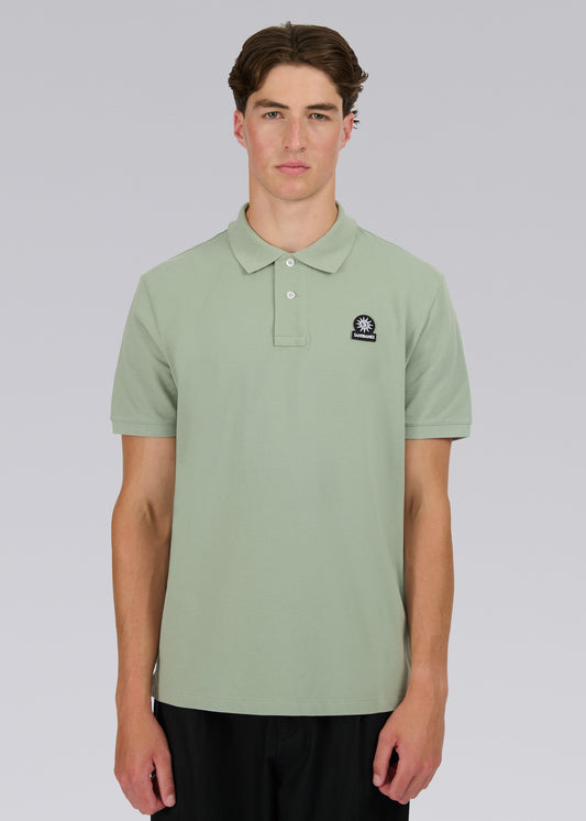 Sandbanks Badge Logo Pique Polo Shirt - Sage