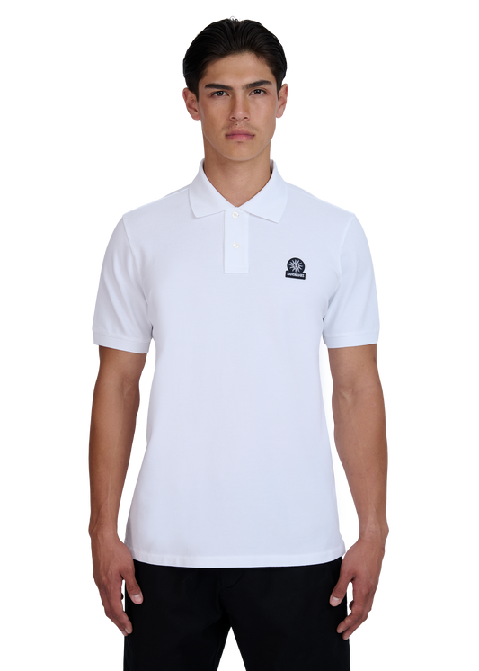Sandbanks Badge Logo Pique Polo Shirt - White