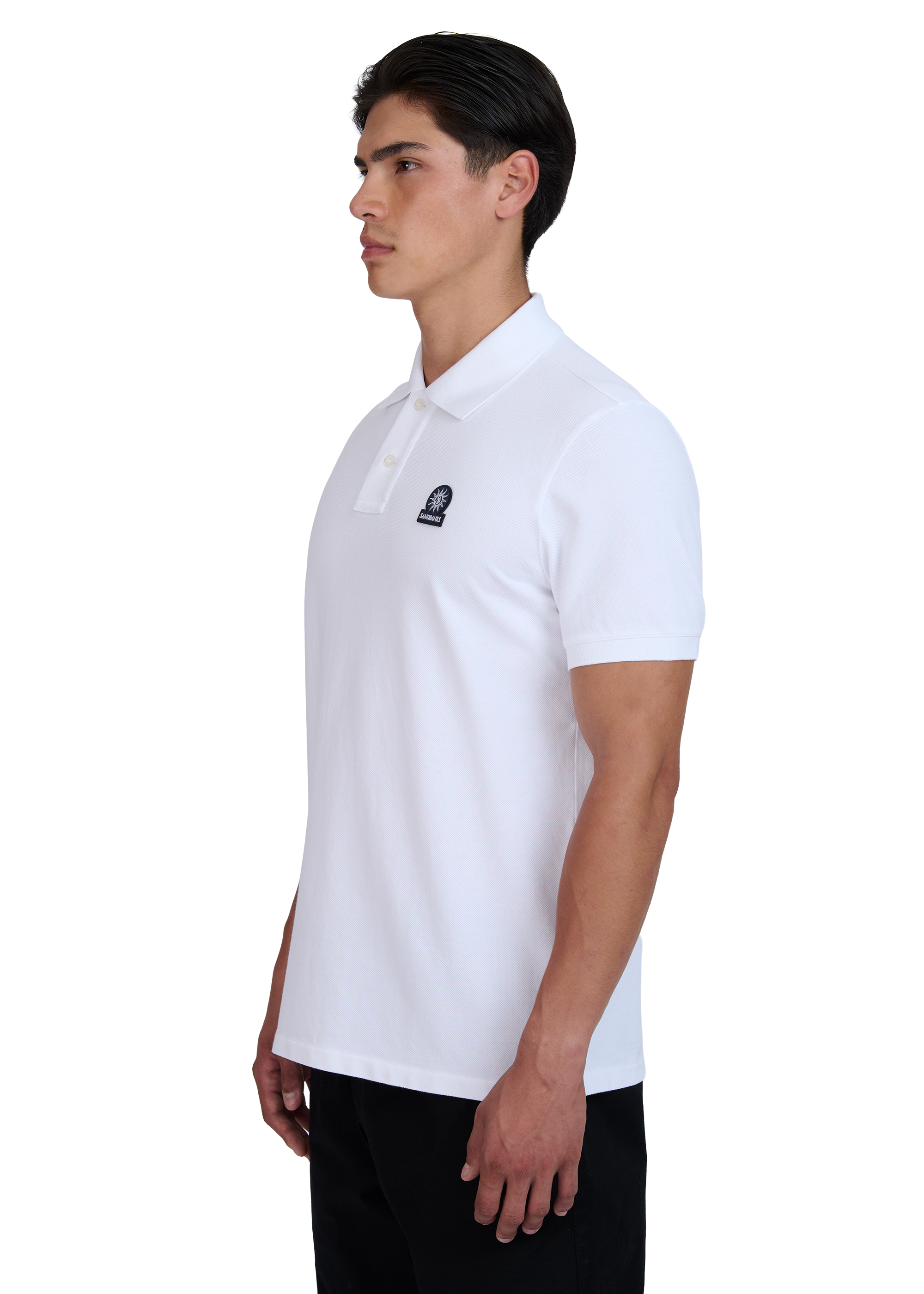 Sandbanks Badge Logo Pique Polo Shirt - White - Sandbanks
