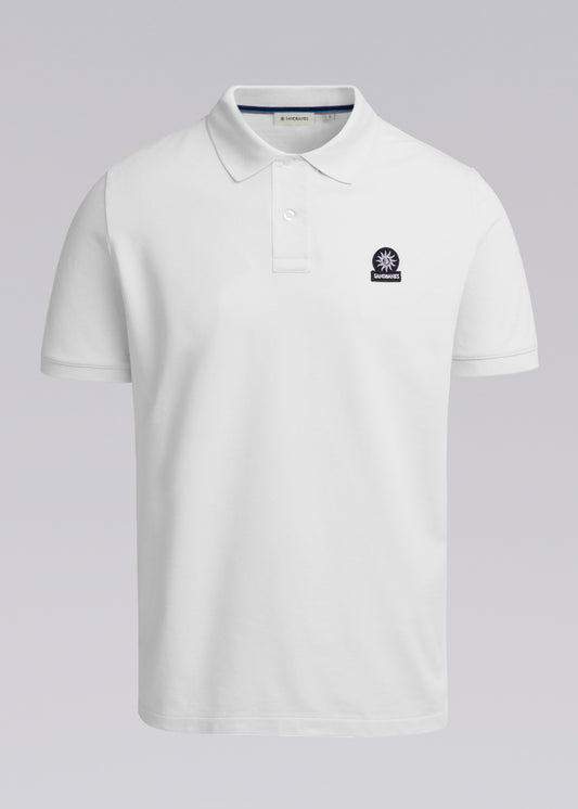 Sandbanks Badge Logo Pique Polo Shirt - White