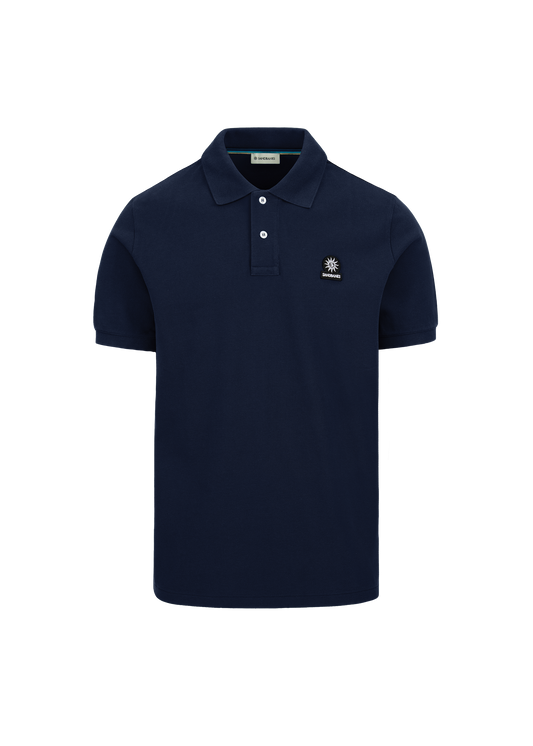 Sandbanks Badge Logo Pique Polo Shirt- Navy