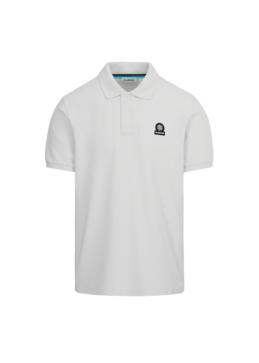 Sandbanks Badge Logo Pique Polo Shirt - White