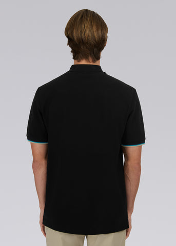 Sandbanks Badge Logo Zip Polo Shirt - Black