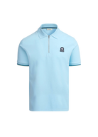 Sandbanks Badge Logo Zip Polo Shirt - Crystal Blue