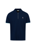 Sandbanks Badge Logo Zip Polo Shirt - Navy