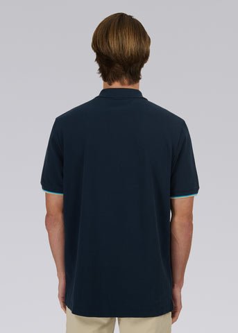 Sandbanks Badge Logo Zip Polo Shirt - Navy