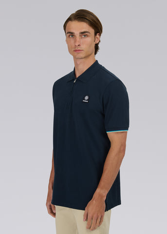 Sandbanks Badge Logo Zip Polo Shirt - Navy